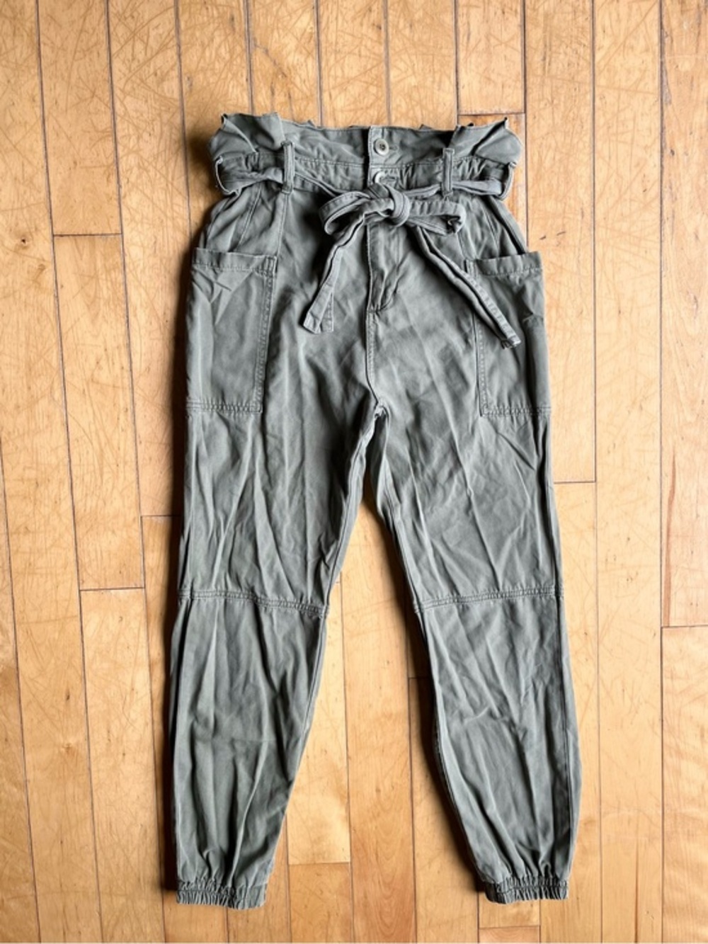 Joe’s Paperbag Kaki Green Waist Utility Jogger Pants Size 25